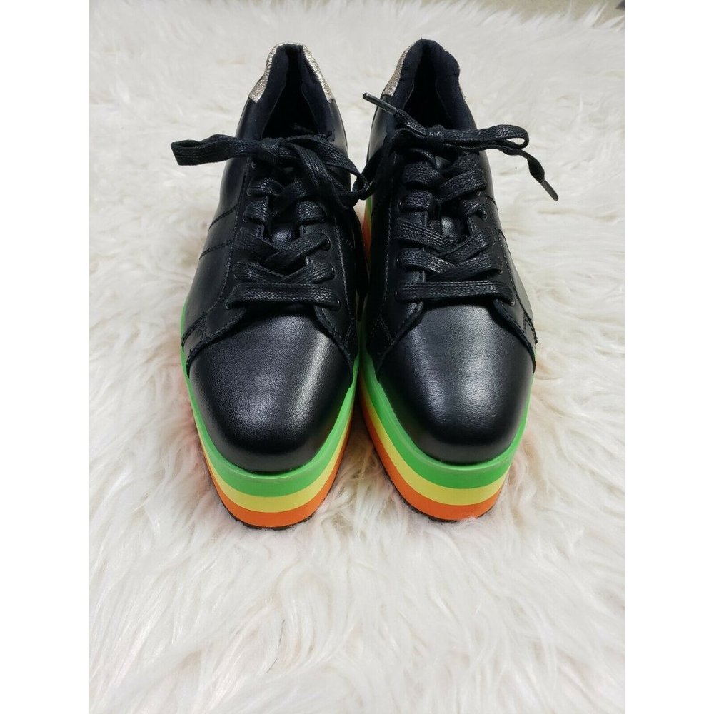 Very Volatile Women's Size 8 Rainbow Platform Shoes Black Lace Up No Box PRIDE
